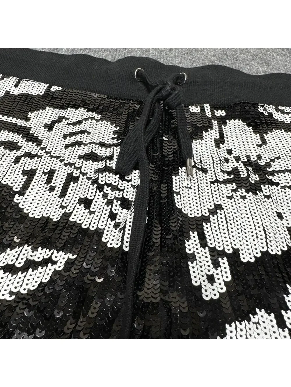 Women’s Michael Kors Black and white sequence shorts with drawstring Large